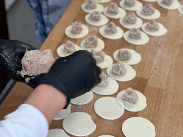 Teigtaschen mit Schweine und Rindfleisch